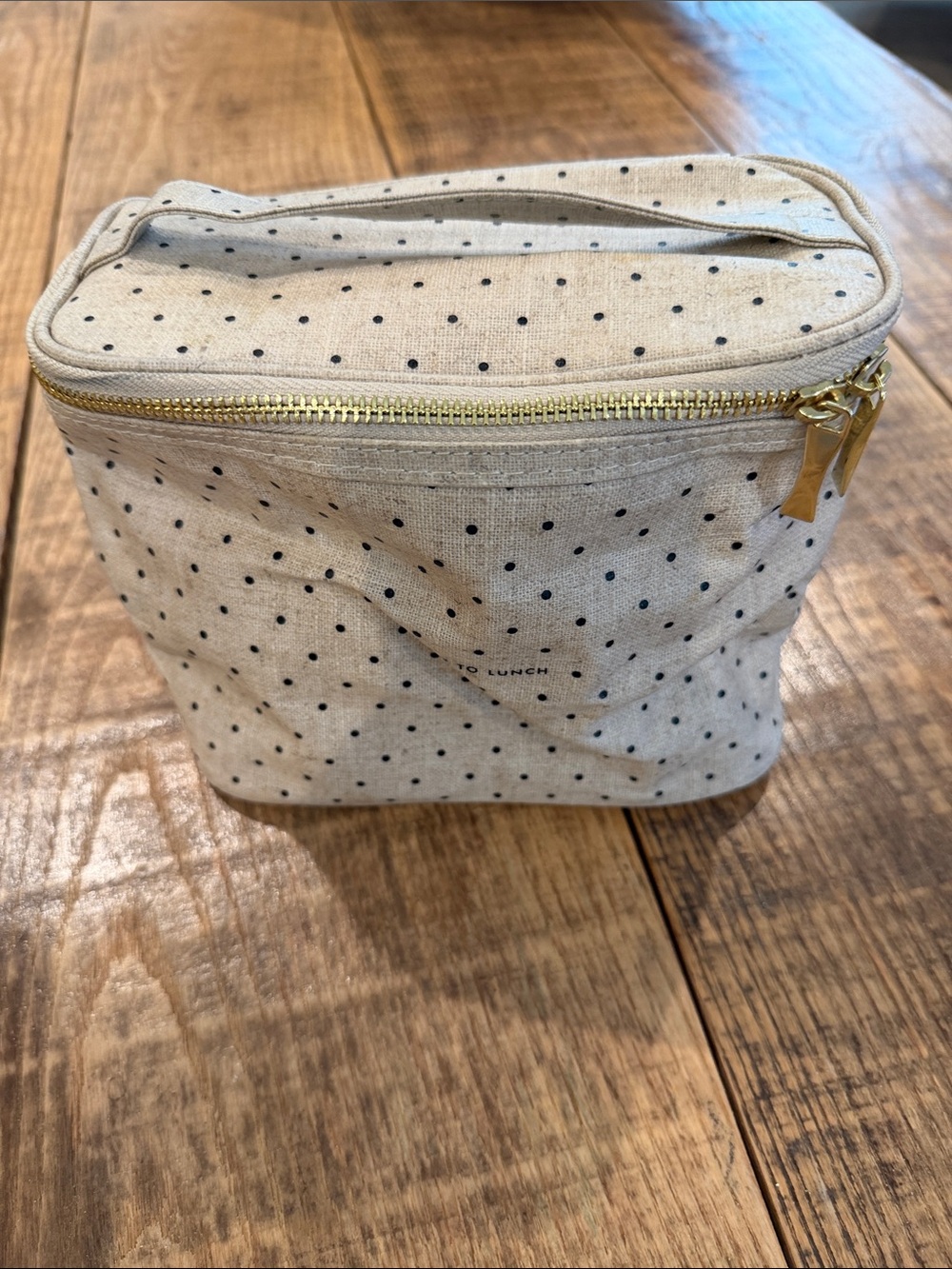Kate Spade Canvas Polka Dot Cosmetic Bag - Cream with Black Dots